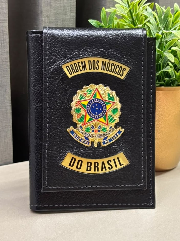 Carteira de Músicos em couro com brasão