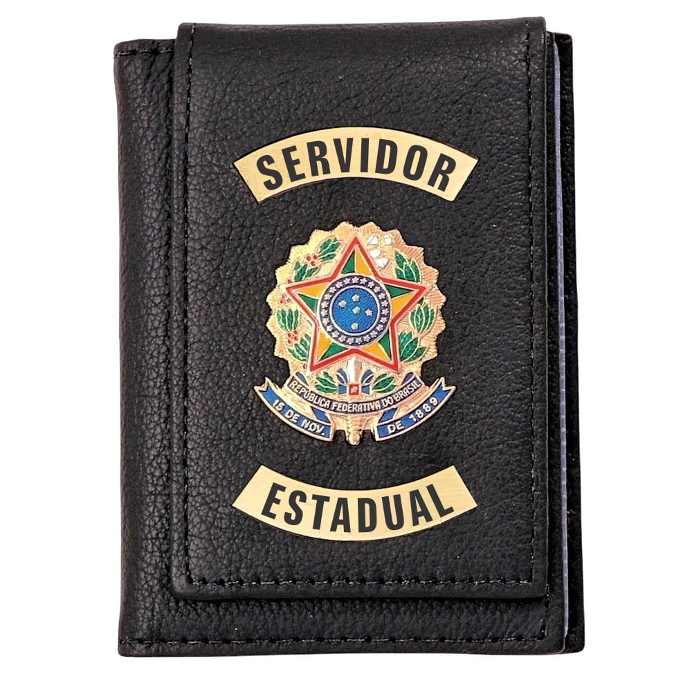 Carteira de Servidor Estadual em couro com brasão