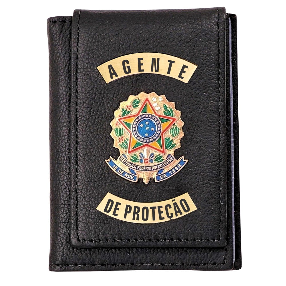 Carteira Porta Funcional de Agente de Proteção com brasão