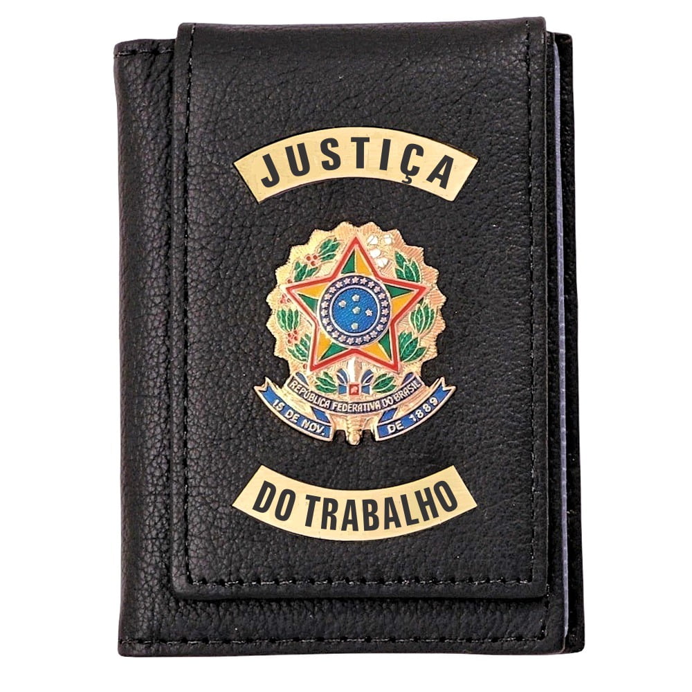 Carteira Justiça do Trabalho em couro com brasão