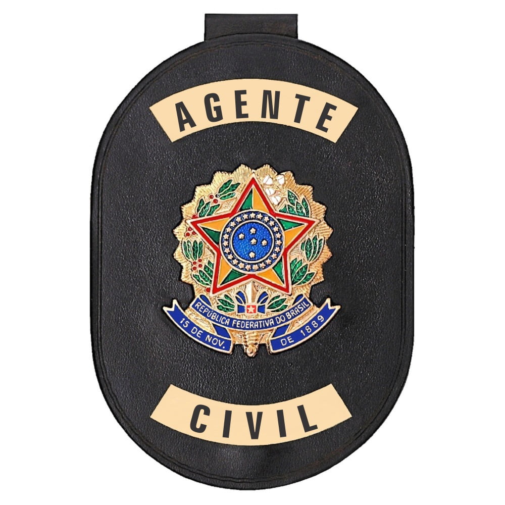 Distintivo de Agente Civil com presilha corrente e clips