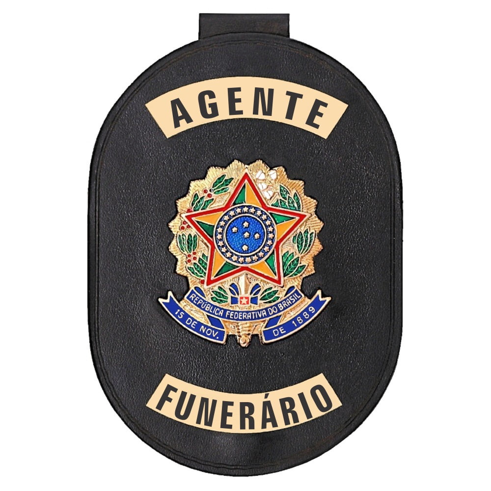 Distintivo de Agente Funerário com presilha corrente e clips 