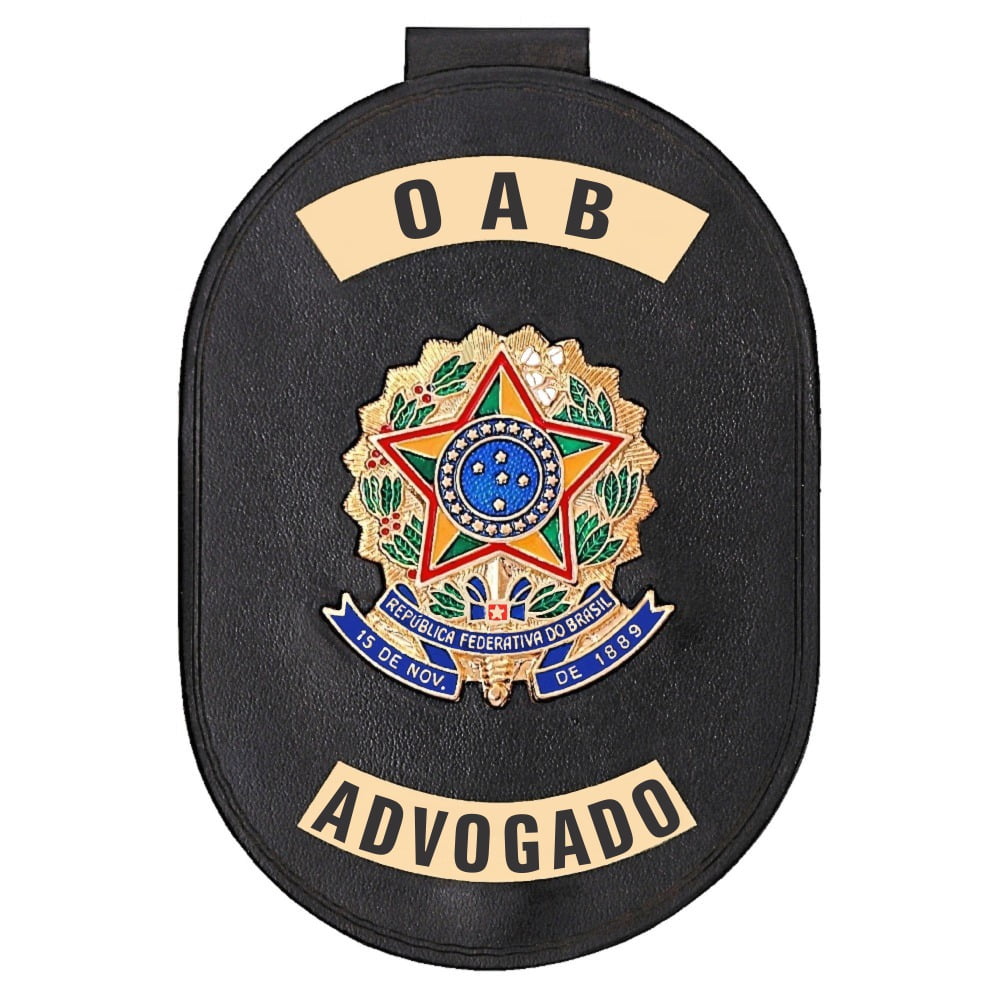 Distintivo OAB Advogado com presilha corrente e clips