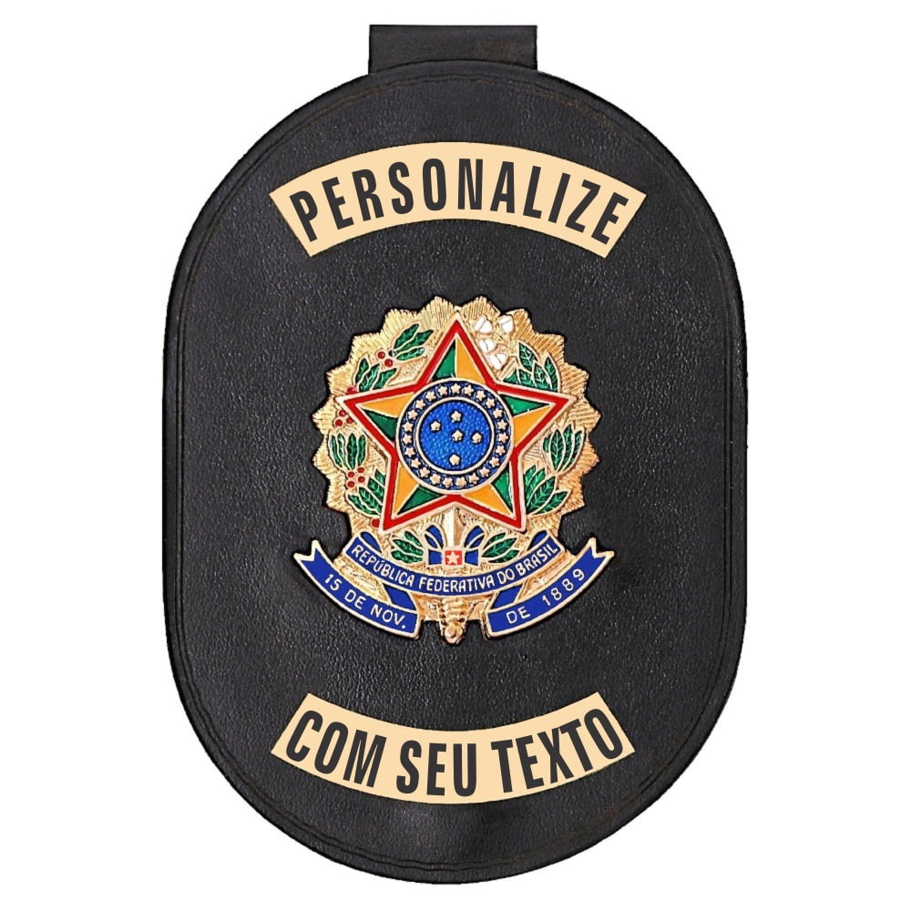 Distintivo funcional personalizável com corrente presilha e clips