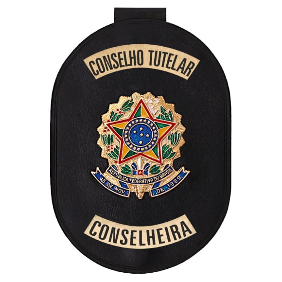 Distintivo de Conselheira Tutelar com presilha corrente e clips