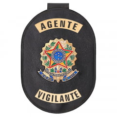 Distintivo de Agente Vigilante com presilha corrente e clips 