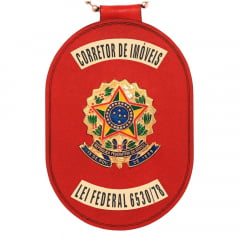 Distintivo de Corretor de Imóveis lei federal 6530/78 com presilha corrente e clips