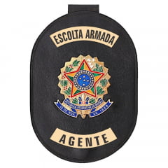 Distintivo de Escolta Armada Agente com presilha corrente e clips 