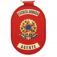 Distintivo de Escolta Armada Agente com presilha corrente e clips 