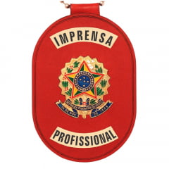 Distintivo de Imprensa Profissional com presilha corrente e clips