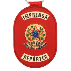 Distintivo de Imprensa Repórter com presilha corrente e clips 