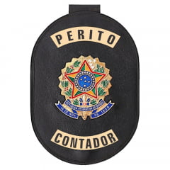 Distintivo de Perito Contador com presilha corrente e clips 