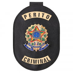 Distintivo de Perito Criminal com presilha corrente e clips 