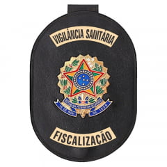 Distintivo de Vigilância Sanitária com presilha corrente e clips 