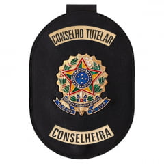 Distintivo de Conselheira Tutelar com presilha corrente e clips Distintivo de Conselheira Tutelar com presilha corrente e clips